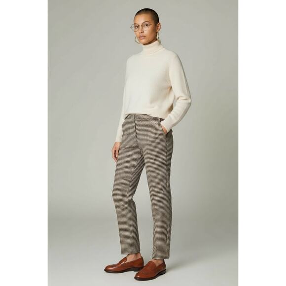 Women's checkered slim-fit work trousers High-waisted houndstooth dress pants 12 - Picture 1 of 8